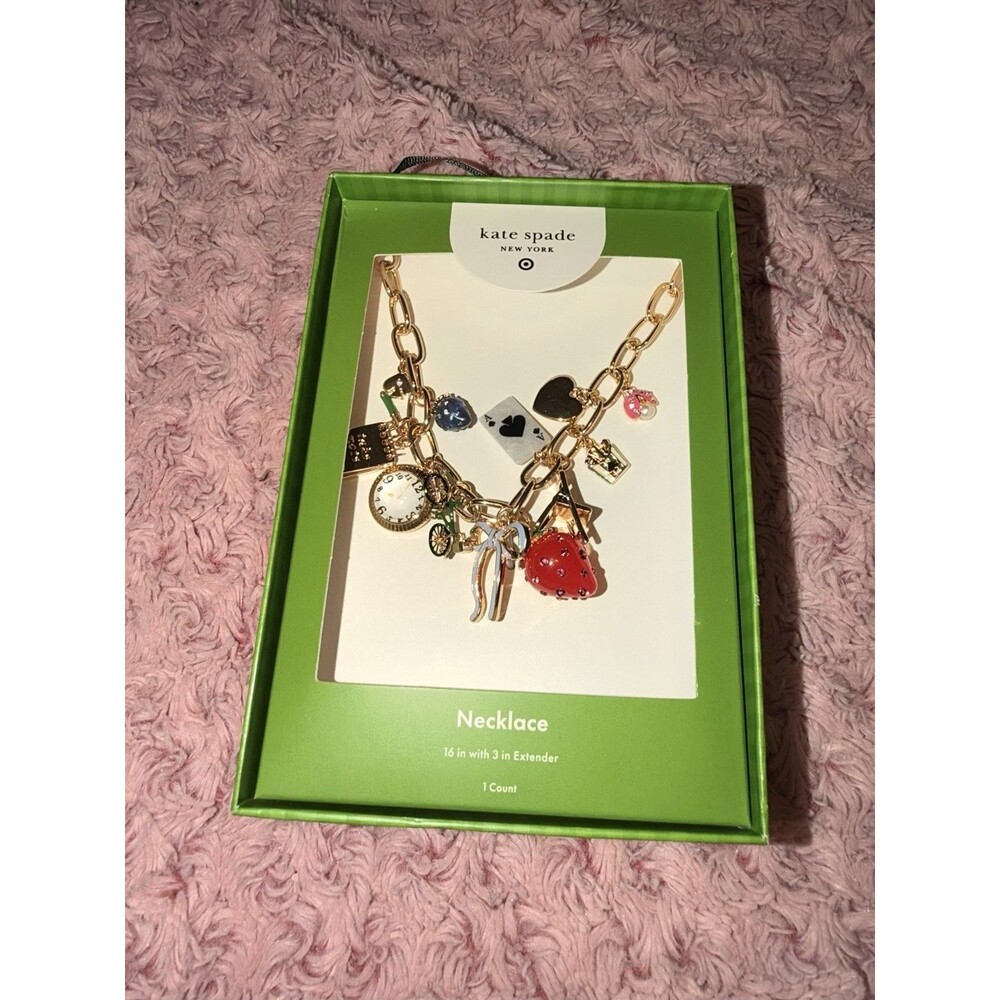 Kate Spade New York X Target Chunky Charm Statement Necklace NIB Objects Cards